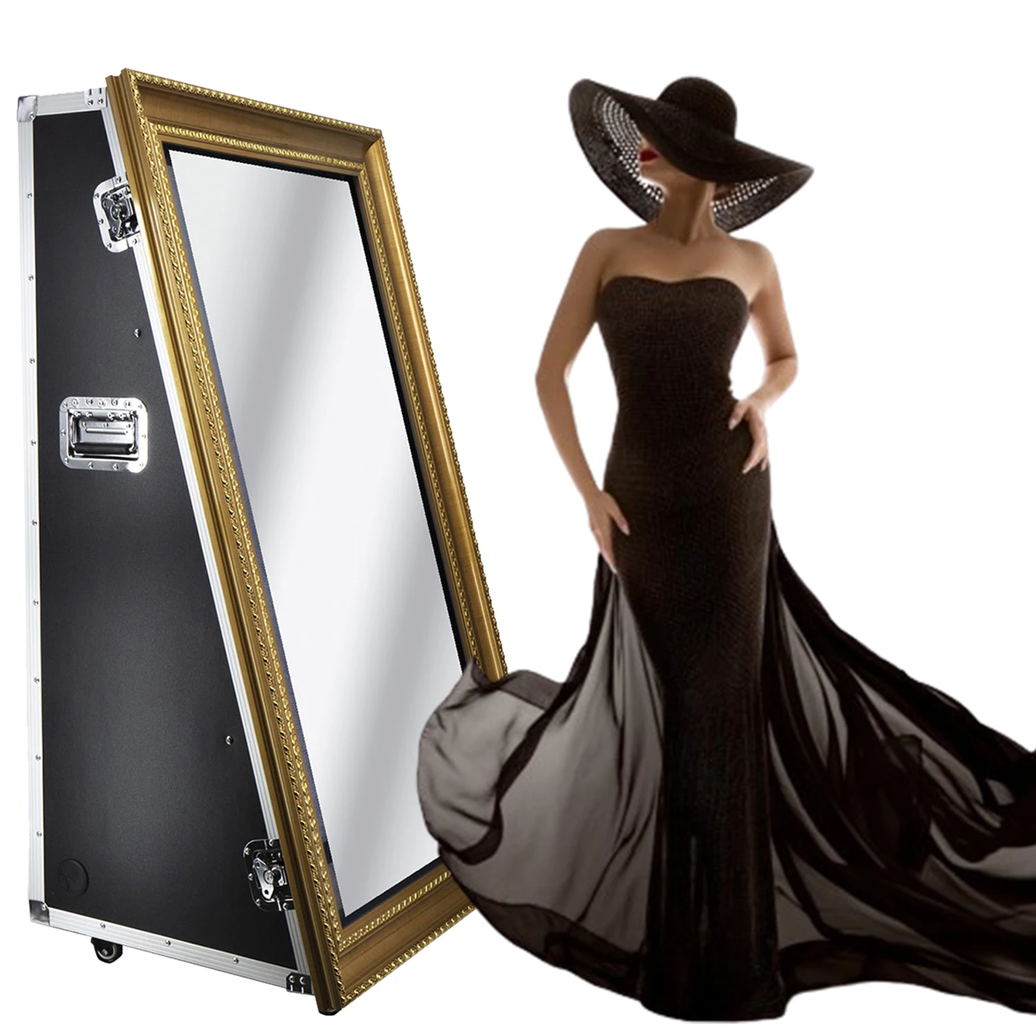 65 Inch Magic Mirror Booth Photobooth Shell 55 Inch Touch Screen Mirror Photo Booth With Camera Printer for Weddings Parties