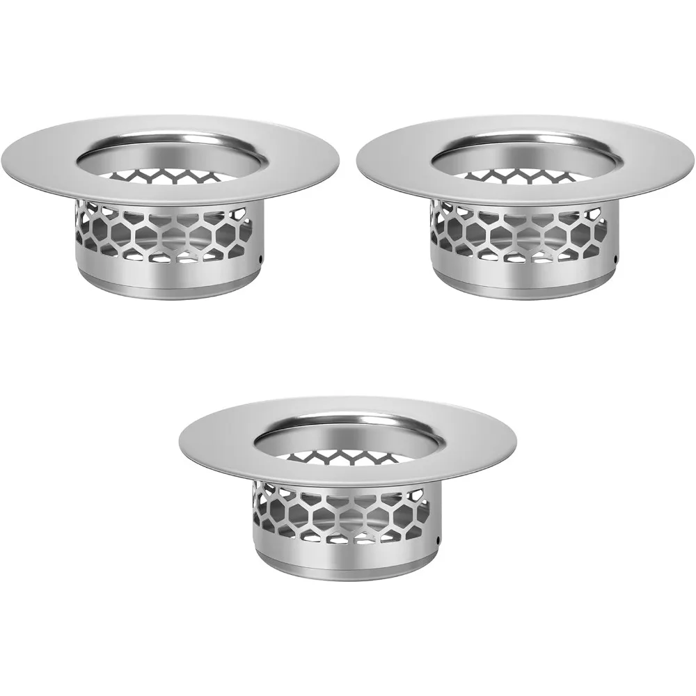 

3-Pack Stainless Steel Bathroom Sink Strainer – 1.1" Hair Catcher for Bathtub, Laundry & RV Drains, Fits 1.25" Holes