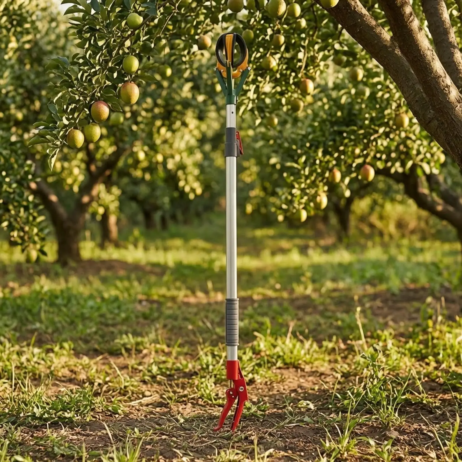 3 Claw Industrial Reacher for Picking Tree Fruits with Rubber Coated Gripper and Lightweight Aluminum Handle