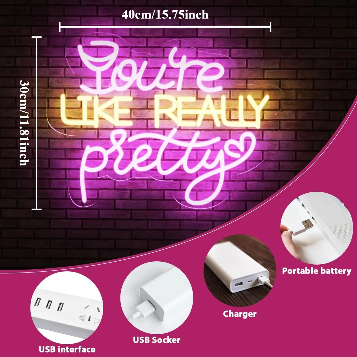 أنت مثل علامة النيون LED الجميلة حقًا تعمل بمنفذ USB وقابلة للتعتيم على شكل قلب ضوء النيون لغرفة النوم ديكور حائط رومانسي هدية عيد الحب للفتيات