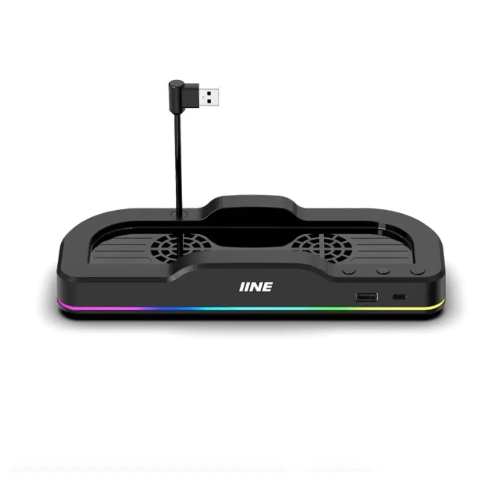 

Трехступенчатая база охлаждающего вентилятора с скоростью ветра Plug-and-Play RGB Light Expansion Base Двойные вентиляторы Охлаждающий вентилятор Док-станция для Switch 2.