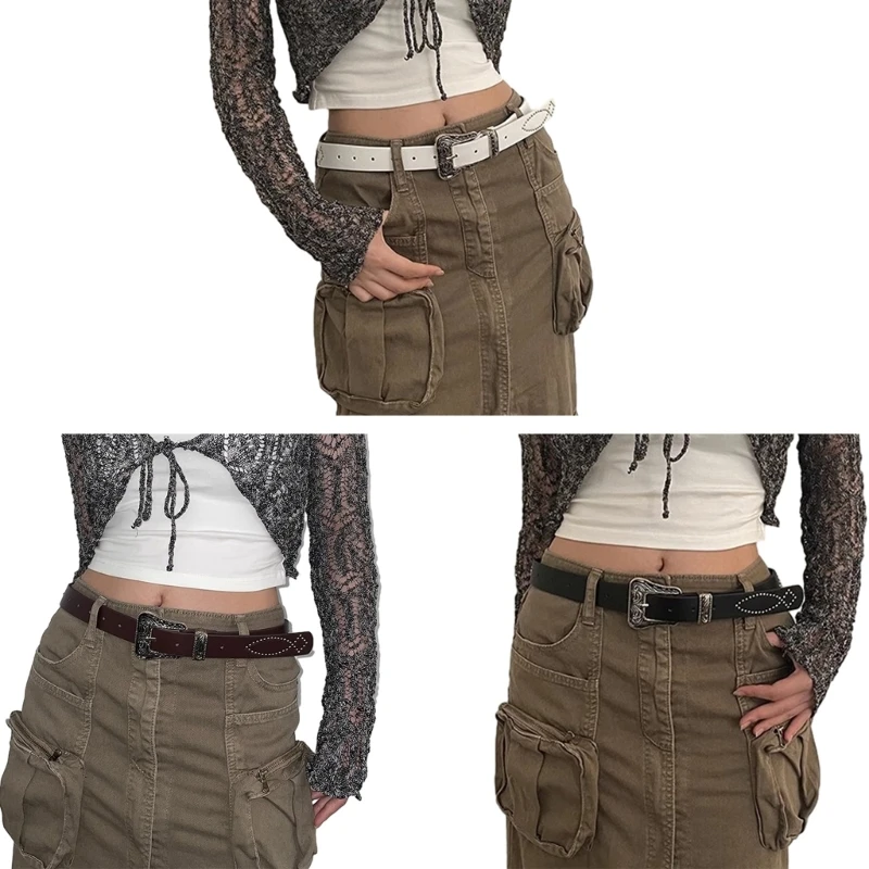 

Female Gothic Pin Buckle Belt Adjustable Belt Vintage Narrow Waistband Jeans Belt Waist Decoration Clothing Accessories