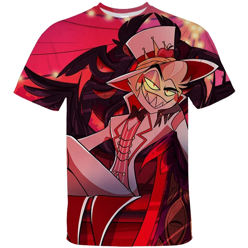 

TV Series 2024 Hazbin T Shirt O-Neck Hotel 3D Print T Shirts for Men Summer Tees Anime Clothes Kids Cartoon T Shirt Women Tops