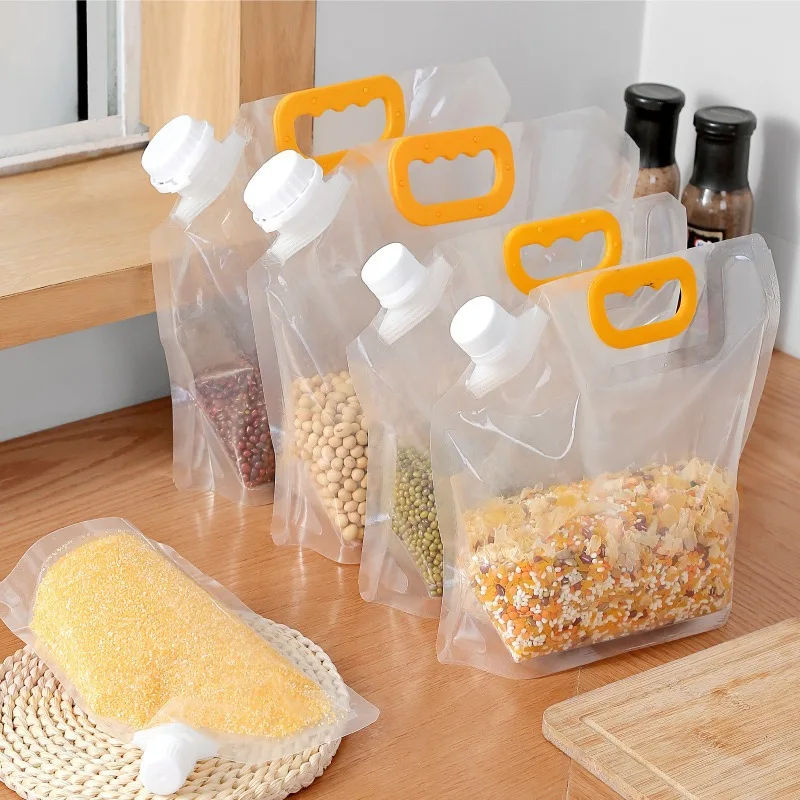 Sealable Grain Storage Bag Insect Proof Rice Dispenser Resuable Fresh Keeping Bag Transparent Bean Container Kitchen Organizer