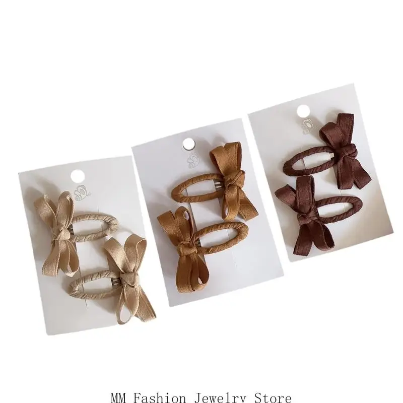 D0UB 6 قطع من أقواس الدانتيل القطنية مشبك شعر للفتيات الصغيرات للخريف والشتاء بتصميم أوراق الشجر الملونة إكسسوارات الشعر مشابك