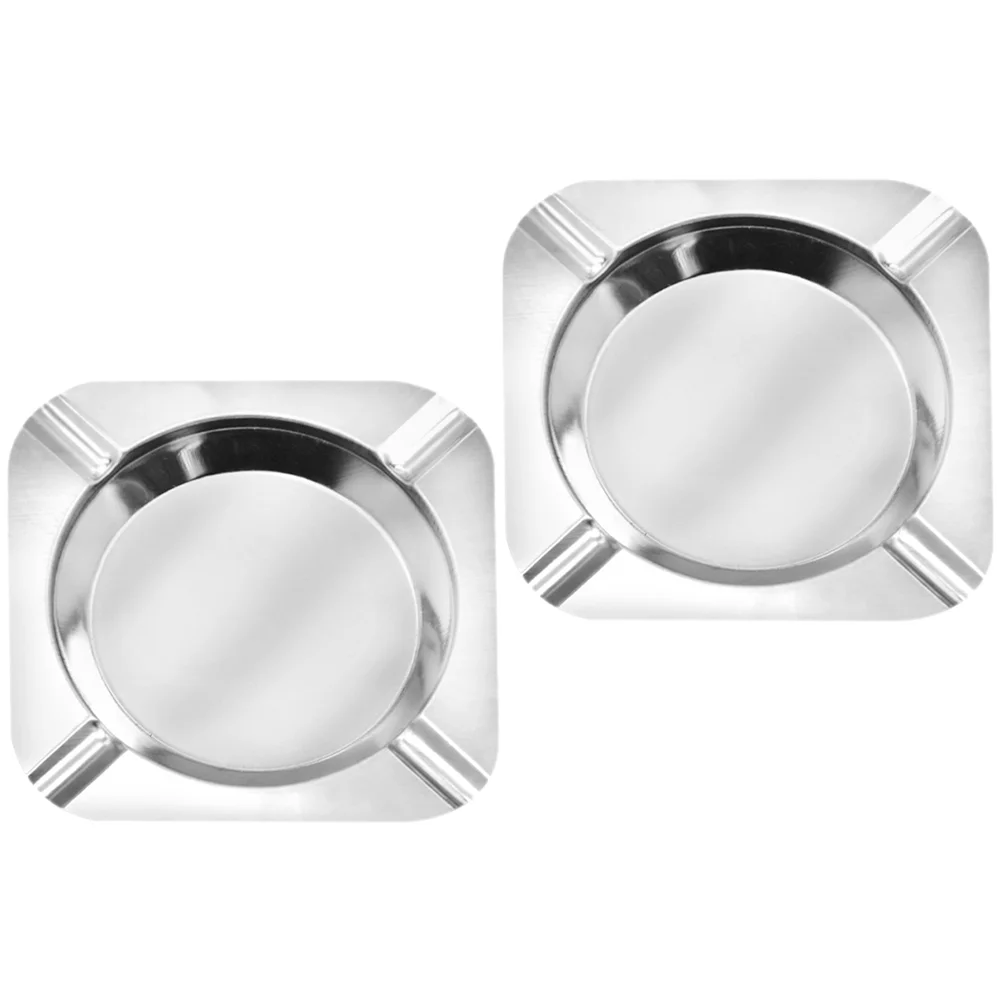 

2 Pcs Car Ashtray Retro Outdoor Windproof Home Ashtrays for Cigarettes Stainless Steel Travel Metal