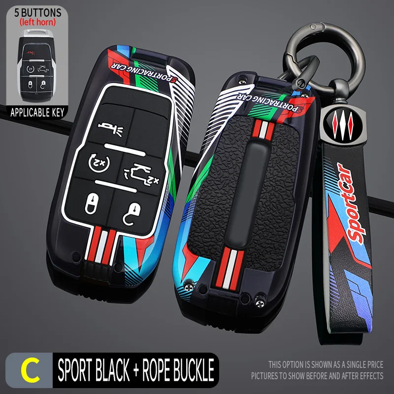 Funda de Metal estilo de carreras para llave de coche, cubierta Fob para Dodge Ram 1500 Pickup TRX Rebel Ram 2500 3500 4500 5500 2019 2020 2021