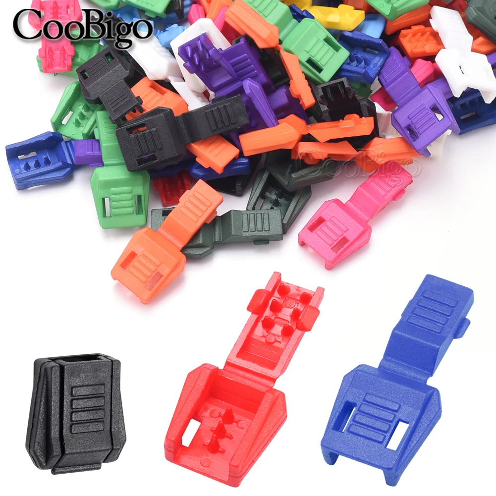 10pcs Plastic Zipper Pull Cord Ends Clip for Paracord Clamp Sportswear Rope Lanyard Backpack Shoelace DIY Accessories Colorful