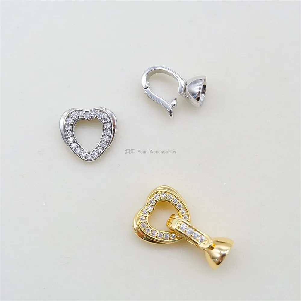 DIY Pearl Clasps & Hooks Handmade Accessories Classic Love Horn Buckle Copper Plated 18K Gold