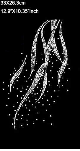 3pcs/lot(33X26.3cm) Willow leaf shape Super Bright Hotfix Rhinestone Heat Transfer Rhinestone for on DIY Sewing kit (SSA-3498)