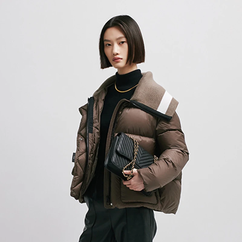 Chericom レディース ショート パファー ダウン ジャケット 90% ダック ダウン フィル コントラスト カジュアル パファー コート 軽量 パッド入り ジャケット Y298101Y