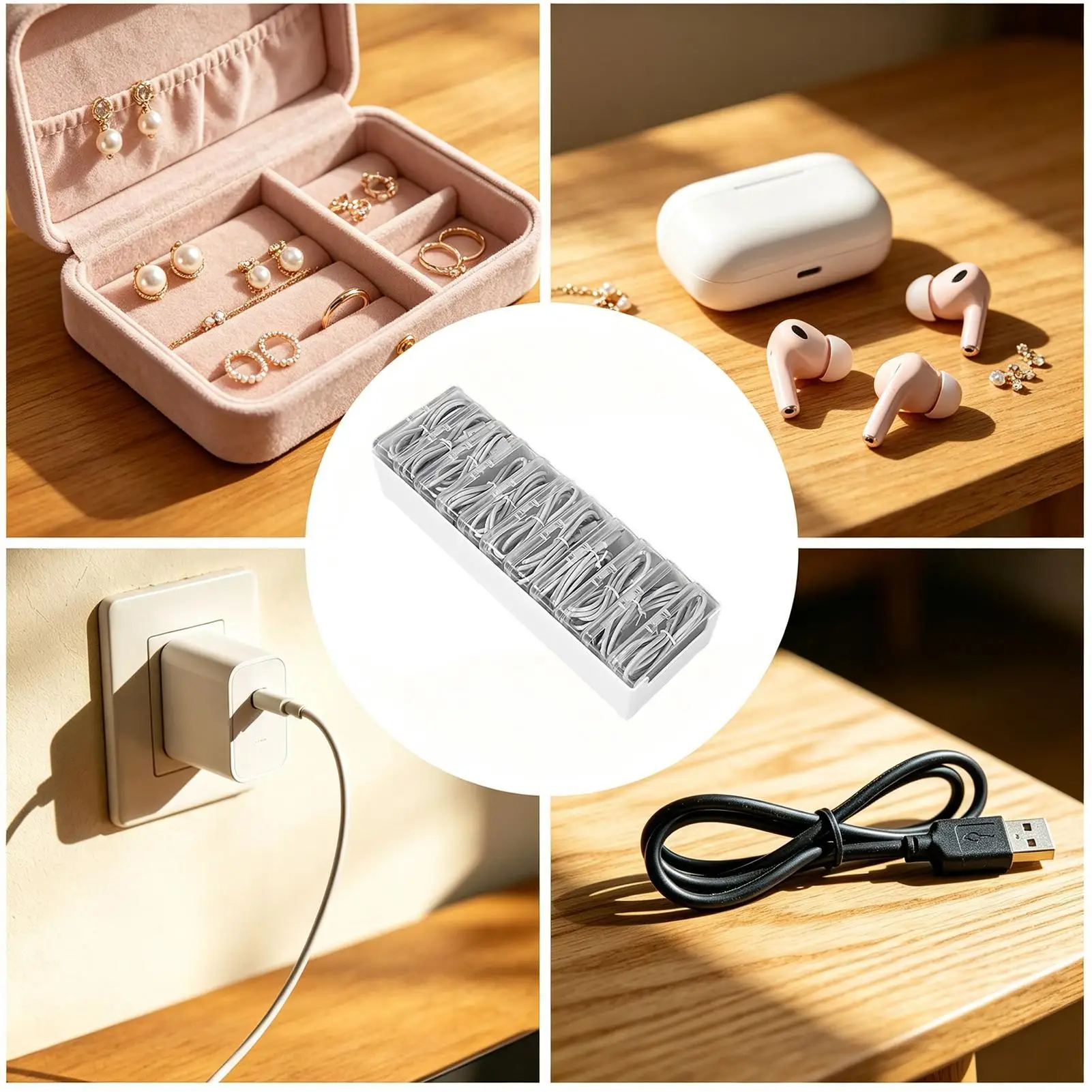 Cord Storage Organizer 11-Grid Multi-functional Desktop Wire Container Cable Organizer Storage For Office Home Desk Car