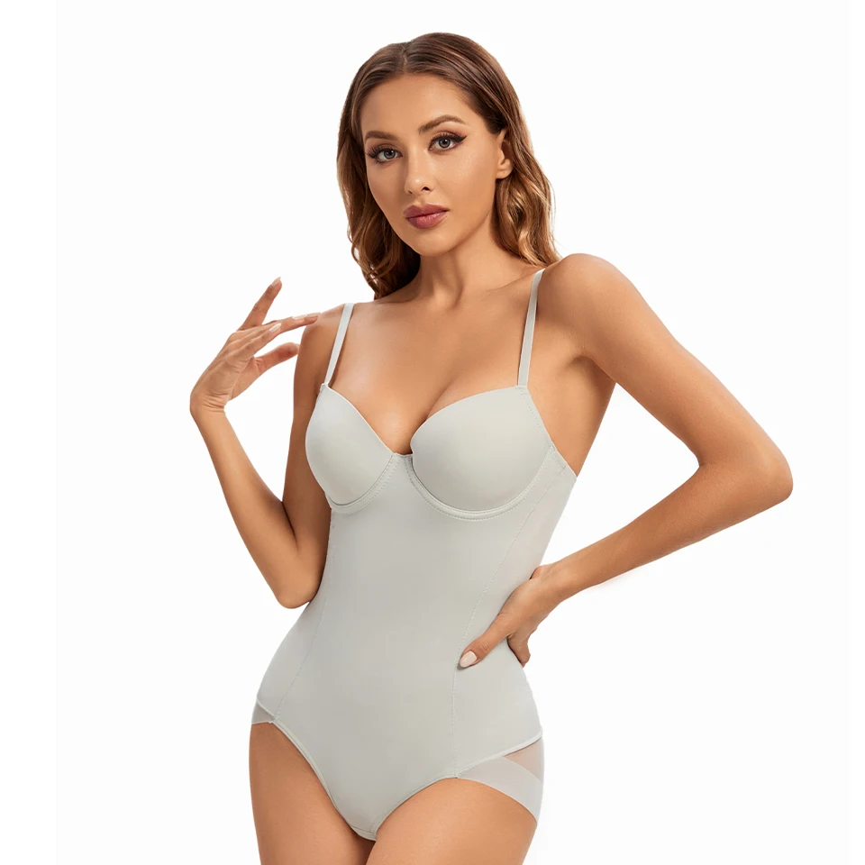 Shapewear Damen Einteiler Bodysuit Übergröße Schwarz Beige Nahtlose Unterwäsche Schlankmachende Bodysuits – Detail 8