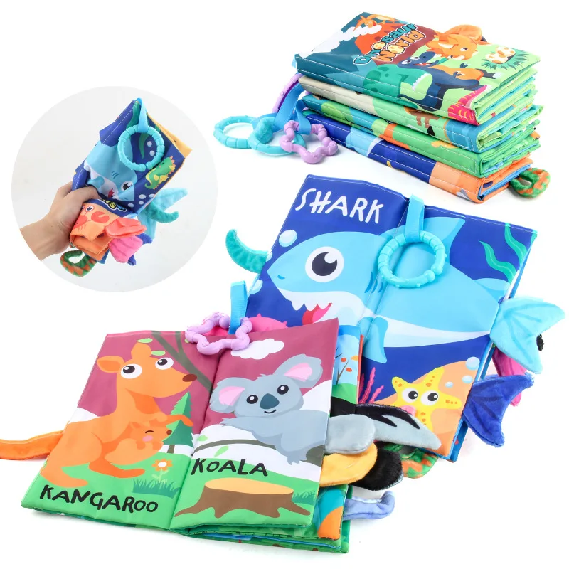 0-6 Months Baby Early Education Toys Tail Cloth Book Puzzle Parent-Child Interactive Sound Ring Paper Baby Puzzle Exercise Toys