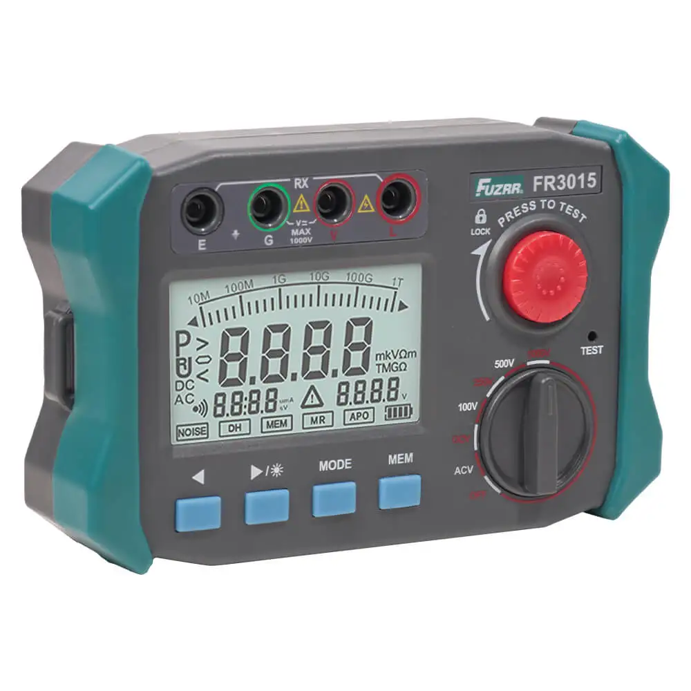 FUZRR FR3015 Digital Insulation Resistance Tester 100-1000V Megohmmeter 50GΩ DAR PI Absorption Ratio AC DC Voltage Meter