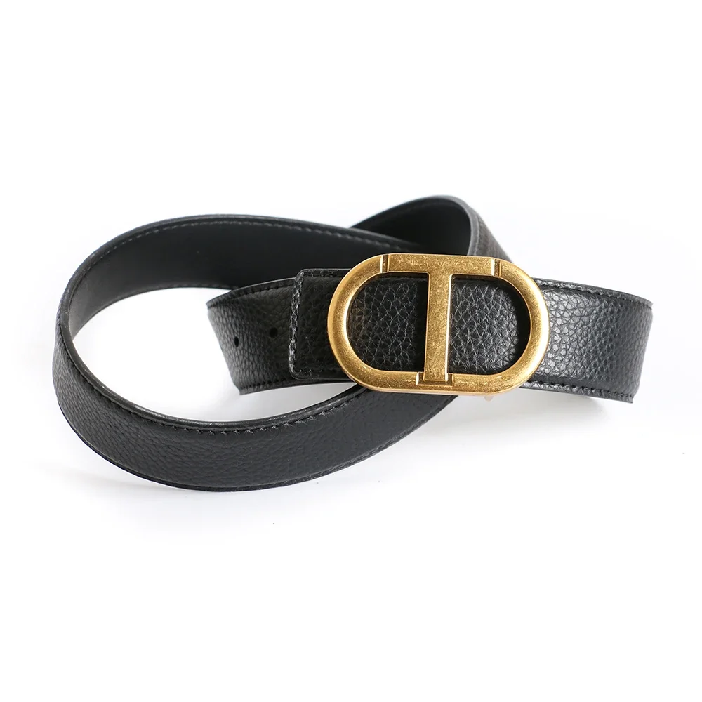 Top Grey Luxury Brand Designer Vintage T Buckle Belt Men High Quality Women Genuine Real Leather Dress Strap for Jeans Waistband