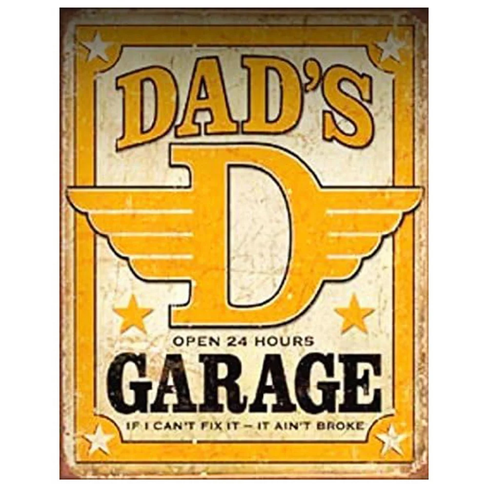 Dad\'s Garage Workshop Repair Shop 24 Hours Service Vintage Metal Tin Signs Retro Iron Picture Bar Cafe Garage Gym Pub Decor