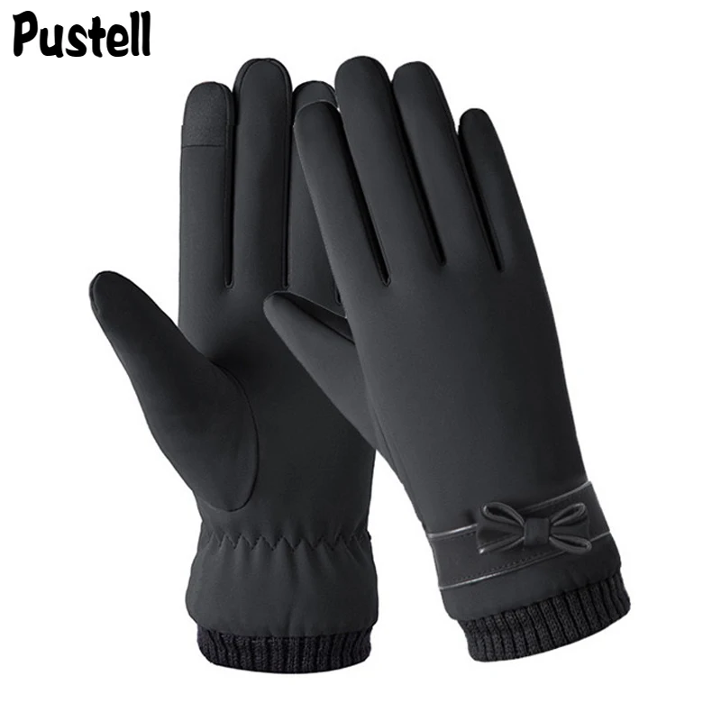 Gants d'hiver pour femmes, coupe-vent, imperméables, en peluche interne, chauds, pour écran tactile, doux pour la peau