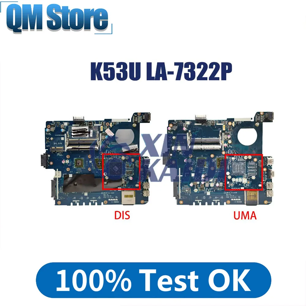 

Notebook Mainboard For ASUS PBL60 LA-7322P K53U X53U X53BY K53BY X53BR Laptop Motherboard C60 E1-1800 E450 CPU 100% Working Well