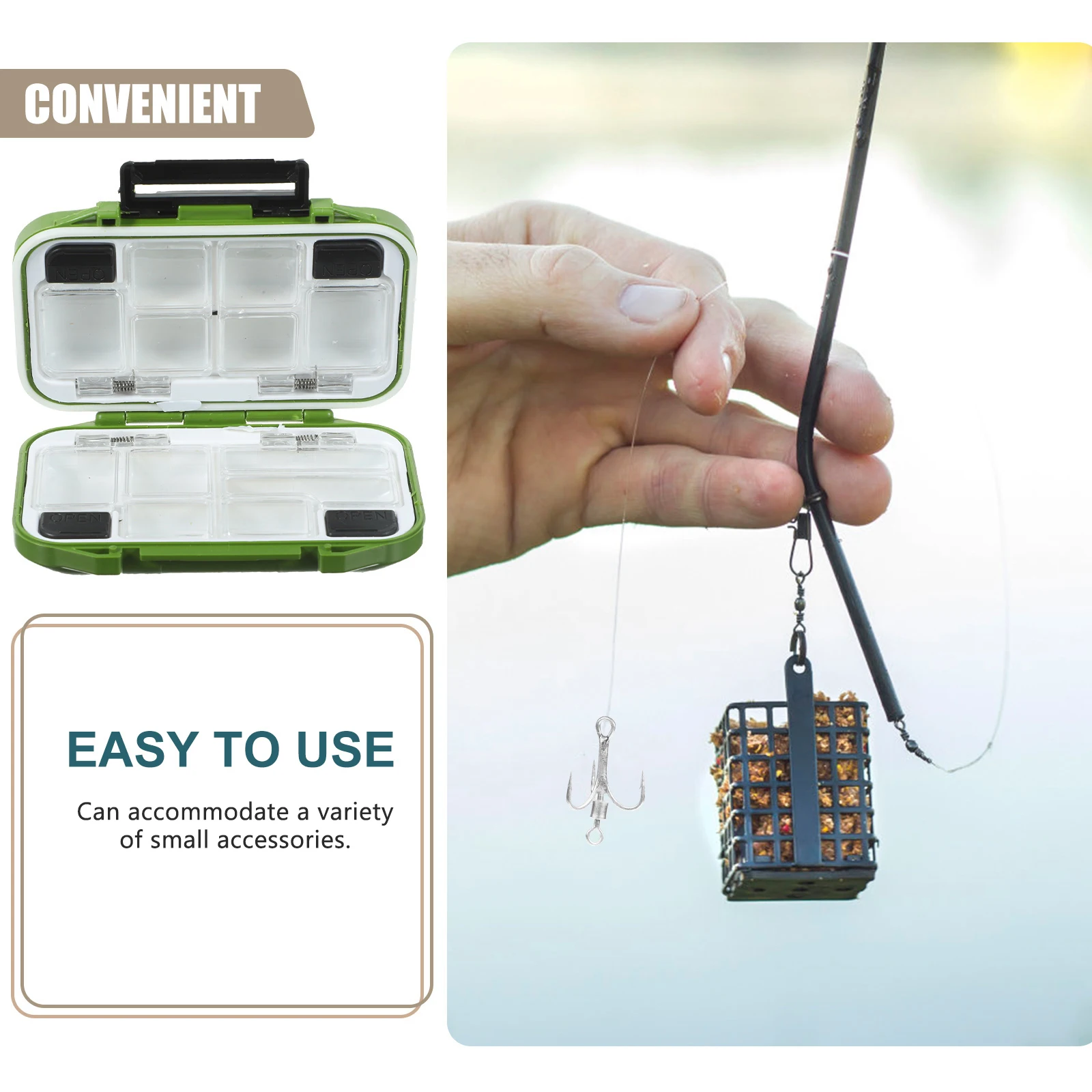 

Fishing Lures Luya Waterproof Accessories Box Tackle Part Equipment Bass Gear Green