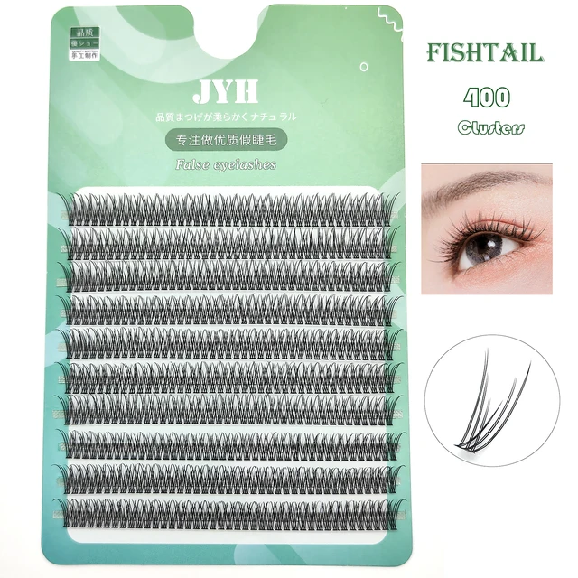 400 sztuk rzęsy typu Fishtail indywidualne klastry rzęs naturalne delikatniejsze rybi ogon przedłużanie rzęs profesjonalny makijaż wróżka rzęs