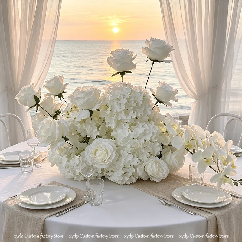 30/40/50/60/70CM Weiße Rose Hortensie Orchidee Tischdekoration Blumenball Arrangement Hochzeits-Hintergrund-Dekor Event-Party-Requisiten – Detail 2