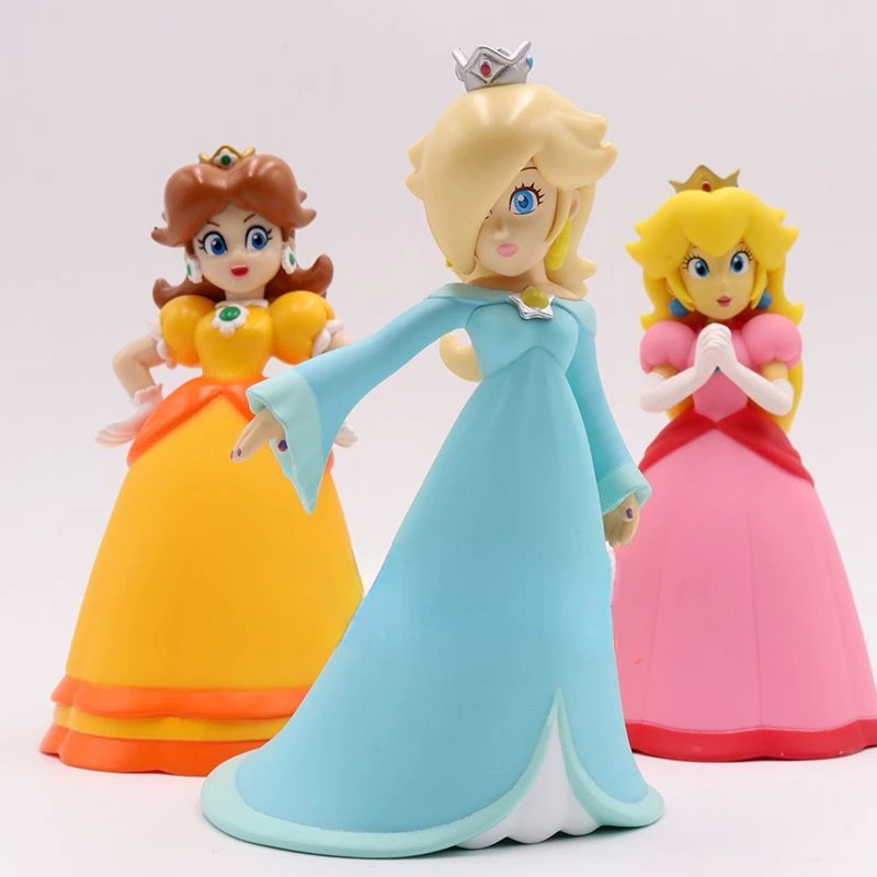 Seri putri Super Mario Bros ornamen mainan Model tangan boneka kartun lucu manis dan manis baru anak-anak Rosalina Peach Daisy