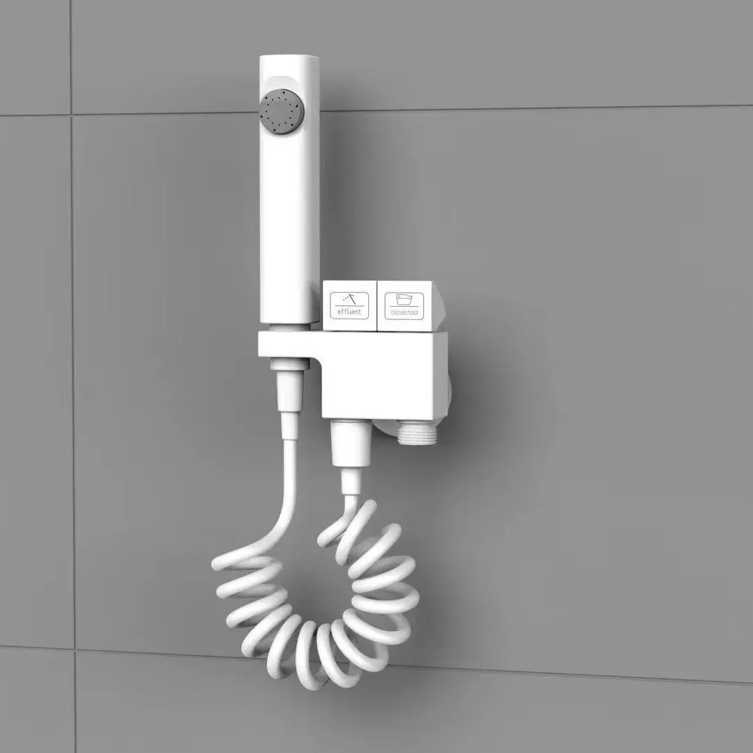 

High-grade white gun gray all copper spray gun set button toilet significant other button switch