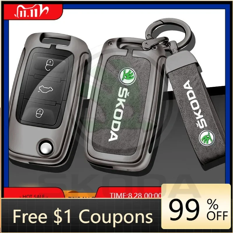

Car Sticker Car Flip Remote Key Fob Case Cover Protector Shell Bag For Skoda Octavia A5 A7 Fabia Superb Kodiaq Karoq Keychain Ac