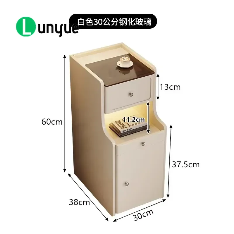 White Wood Classic Bedside Table Hidden Storage Modern Bedroom Decor Furniture Nightstand Solid Wood Minimalist Design Space