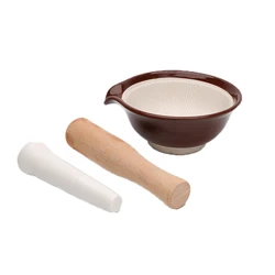 1PC Japan Ceramic Mortar Suribachi Bowl Porcelain Ripple Ridge Bowl Tableware Household Decoration Ornament