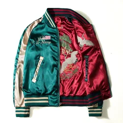 2021 Japan Yokosuka Embroidery Jacket Men Women Fashion Vintage Baseball Uniform Both Sides Wear Kanye West Bomber Jackets