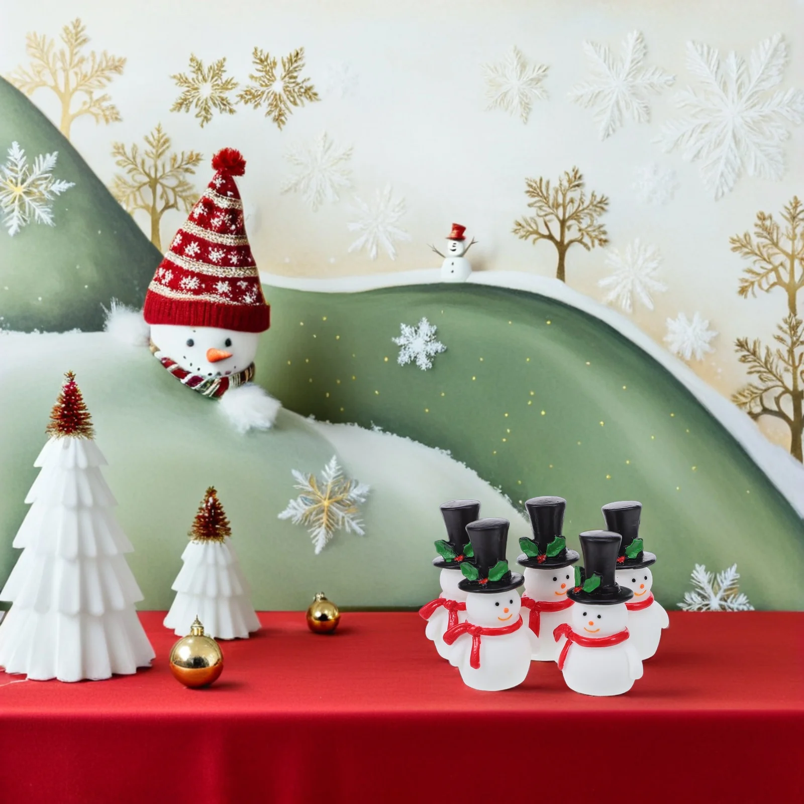 

12Pcs Miniature Snowman Set Resin Craft Standing Figurines Desktop Decor Versatile Placement Festive Touch Mini Snowman