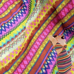 Rainbow Stripe Lace Crochet Fabric Ethnic Style Polyester Ammonia Texture Clothing Handmade DIY Accessories Shawl Fabric