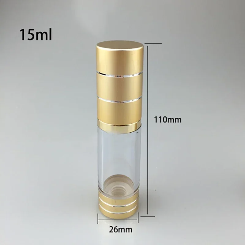 50ml 30ml 15ml ทองเงินพลาสติกปั๊มสุญญากาศขวด Essential Oil Foundation ครีมรีฟิลคอนเทนเนอร์