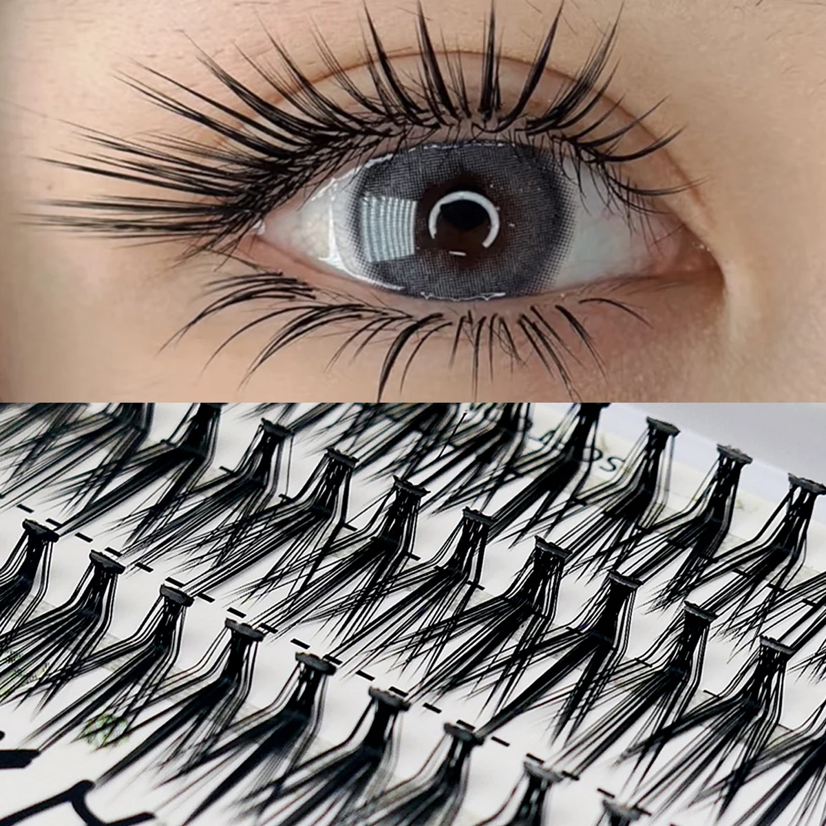 Extensões de cílios com L Curl Cluster, Natural Soft Lashes, Ferramentas de maquiagem individuais, Cilias Volume, Premade Fans, 20D