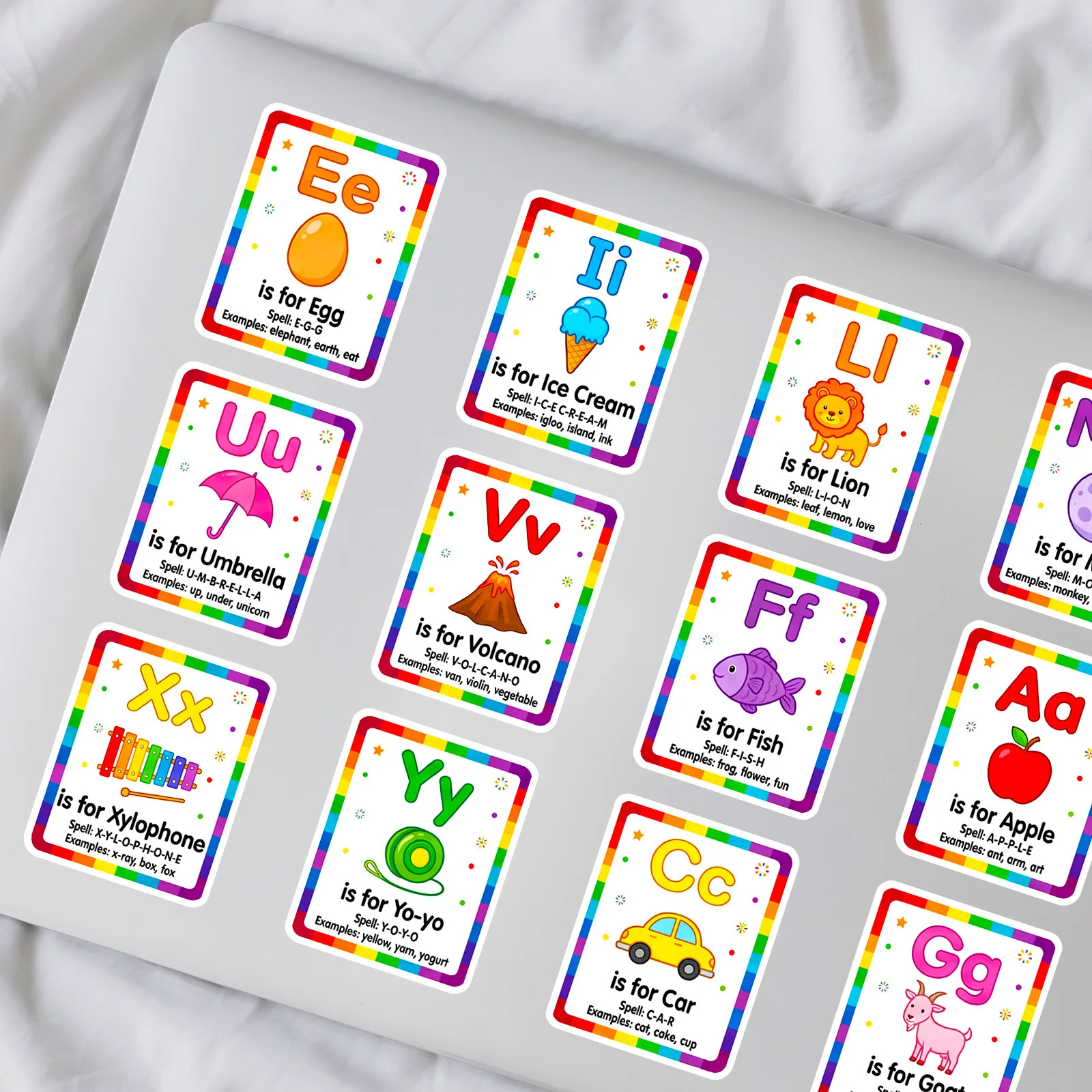 

26 Pcs A-Z Alphabet Stickers for Kids Waterproof Letter Learning Stickers for Phonics Classroom Decor