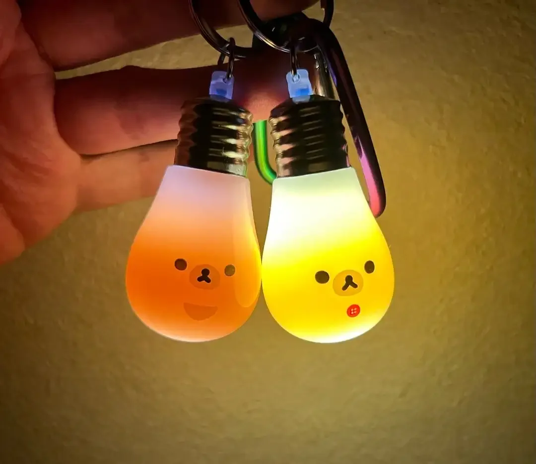 IP4 capsule toys kawaii Rilakkuma NEW BASIC RILAKKUMA Bulb Light relaxed bear chick carabiner glow light pendant figures
