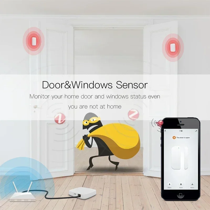 Zigbee Smart Gateway Hub Home Automation Scene Security Alarm Kit PIR Door&Window Temperature&Humidity Sensor Monitor Smart Life