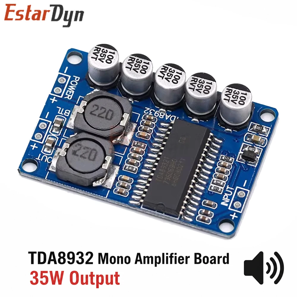 Estardyn TDA8932 Class D Digital Power Amplifier Board 35W Mono Audio Module Low Power Consumption DIY