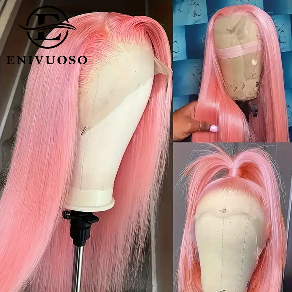

Pink Long Straight Synthetic Lace Front Wig For Women 30 Inch Heat Resistant Synthetic Hair Wigs for Daily Party Cosplay Use