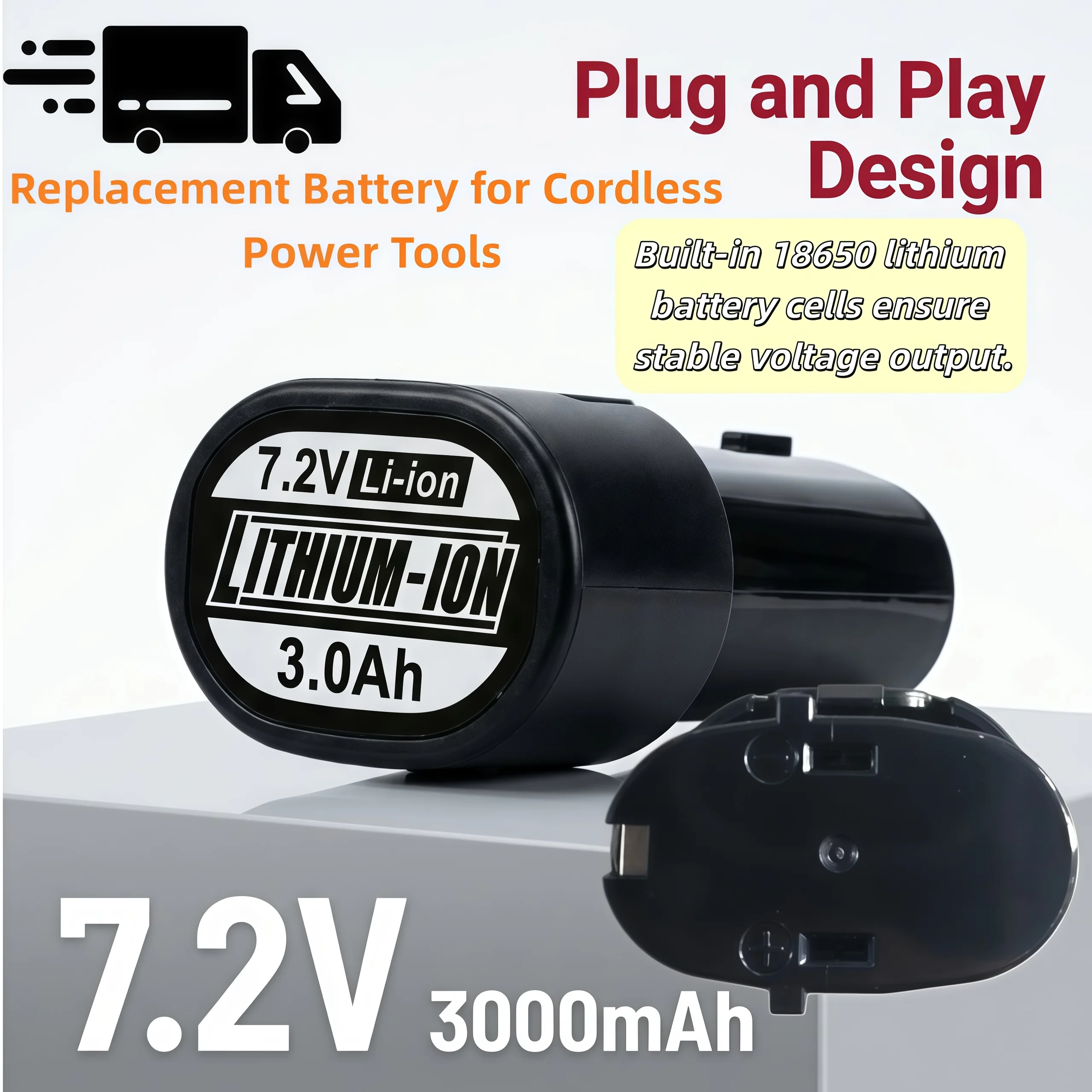 7.2V 3.0Ah lithium cell pack for charging implements, high-grade 18650 cores plug in to change factory battery modules