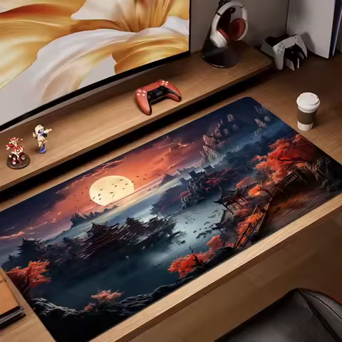 Fantasy Ancient Town Design anime Mouse Pad rubber anti-slip Desk Mat gamer pc accessories Gaming mat keypad mousepad office pad