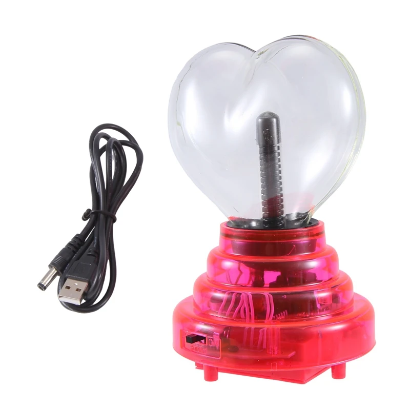 Plasma Ball Heart Shaped Light 4In Touch Activated, Valentine Gift,USB Cable Or Battery Powered,Gifts For Kid And Adults Durable