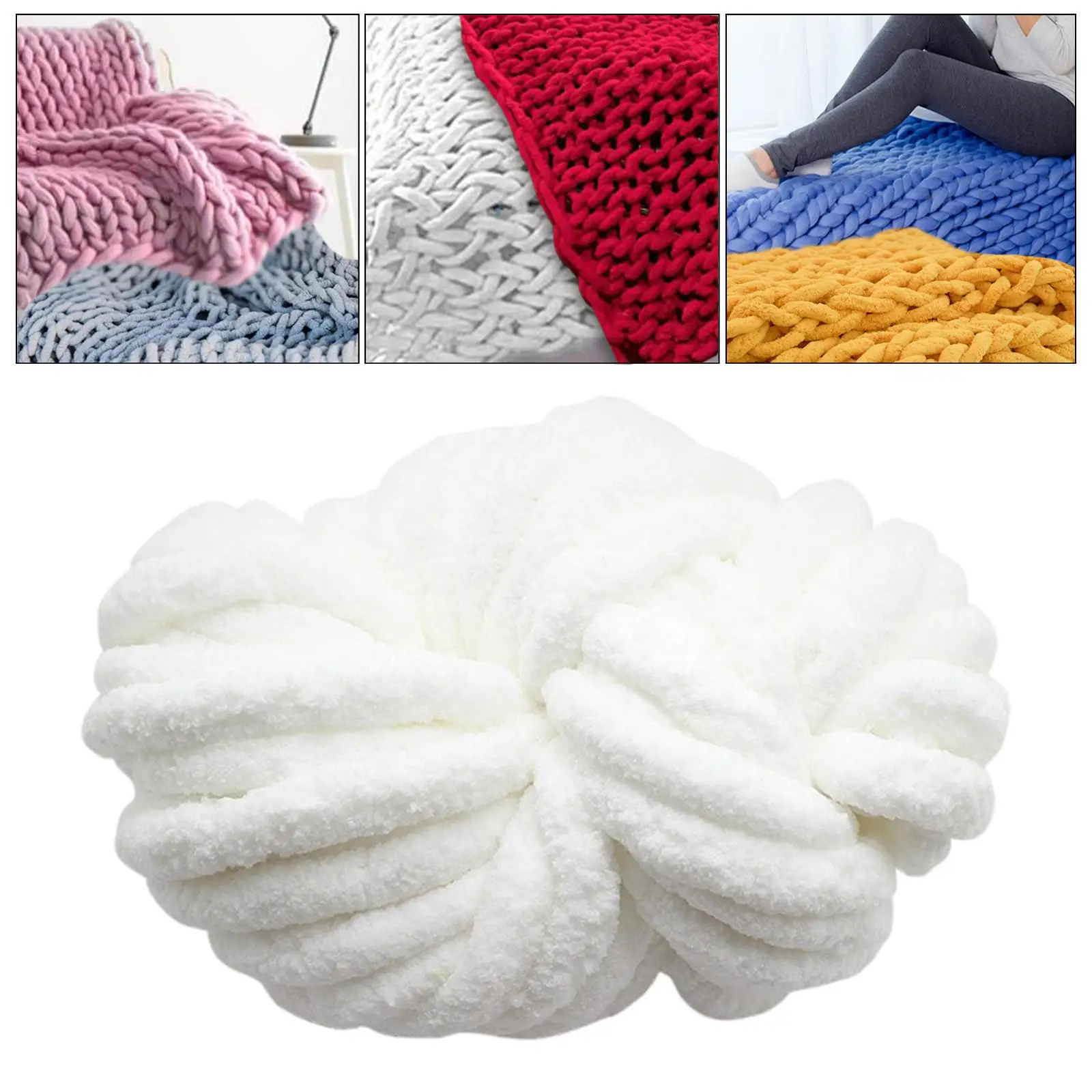 Chunky Chenille Yarn Jumbo Washable Soft Plush Yarn Giant Gauge 7 Bulky Yarn for Hand Knitting Blanket Scarf DIY Crafts Crochet