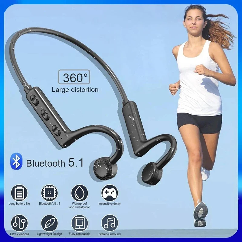 KS19 Wireless Bluetooth Bone Conducting Earphone TWS Sports Bluetooth Neckband Headset Hearing Aids Headphone Handsfree With Mic