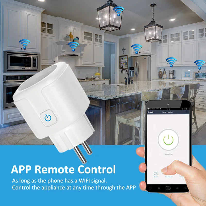 Tuya WiFi Smart Plug EU 16A, Energy Monitor, Smart Life App Remote Control, Timer, Alexa Voice Control