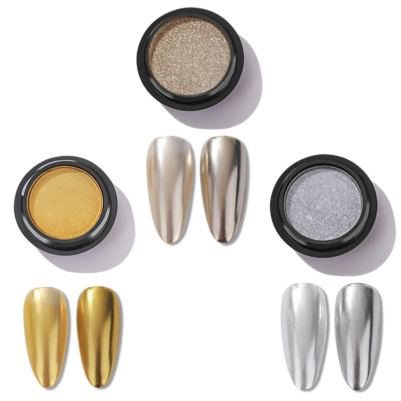 

Metallic Mirror Powder Metal Nail Glitter Gold Champagne Silver Gel Polish Chrome Dust Manicure Diy Flake Decoration