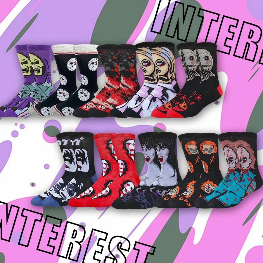 

Носки унисекс с персонажами аниме для мужчин и женщин, новинка в стиле хип-хоп, носки для экипажа с графикой поп-культуры, повседневная уличная мода