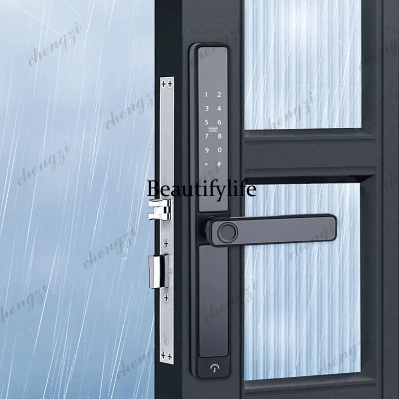 Smart lock Broken bridge Aluminum alloy outdoor waterproof fingerprint lock Narrow frame Translation door password